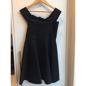 Black Off-the-shoulder Flare Dress